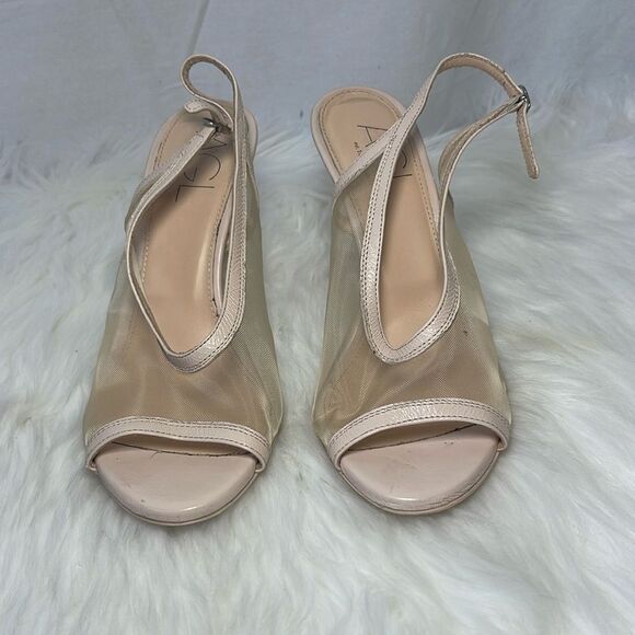 AGL Powder Pink Leather/Mesh Peep Toe Slingback Heels Sz 36.5/US 6.5 - Picture 2 of 7